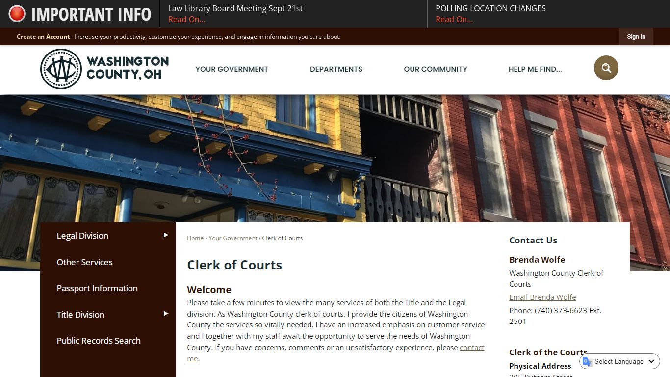 Clerk of Courts | Washington County, OH - Official Website